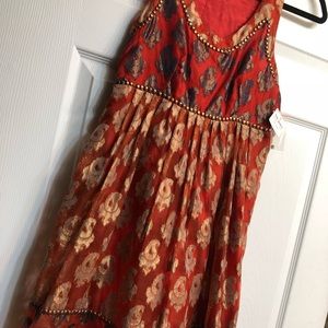 NWT Free People Size 4 Gorgeous Red/Gold Dress